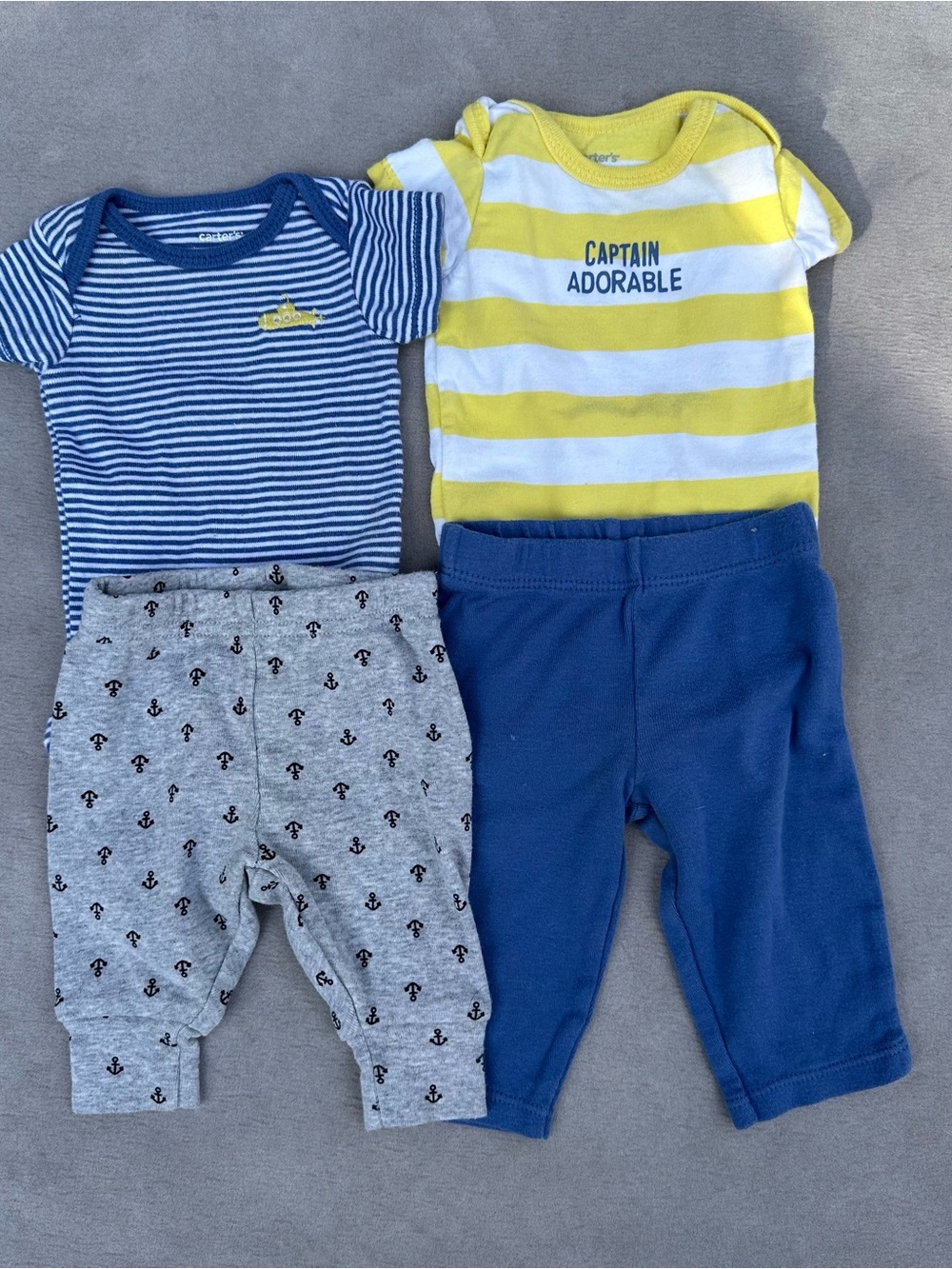 Carter's Blue Striped & Yellow Stripe 'Captain Adorable' Baby One-Piece Set